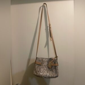 Ralph Lauren Tan and Gray Snake Print Crossbody Bag